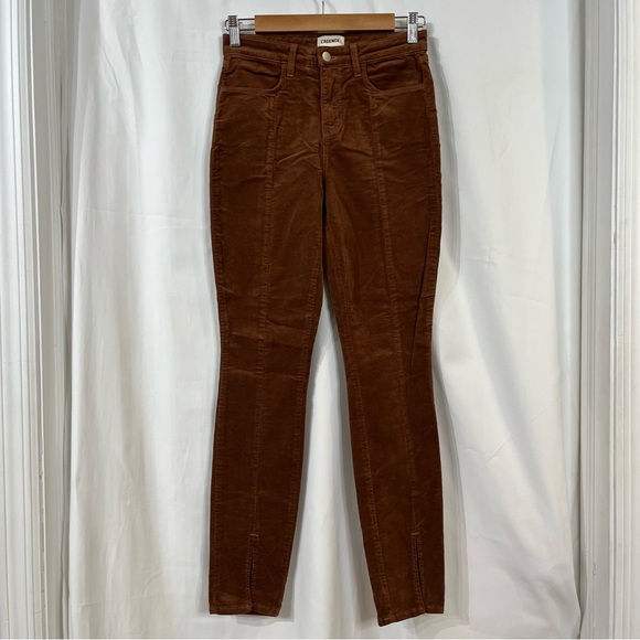 L’AGENCE Women’s Jyothi Velvet Jeans High Rise Split Ankle Fawn Brown Sz 25 NWT - Picture 3 of 13